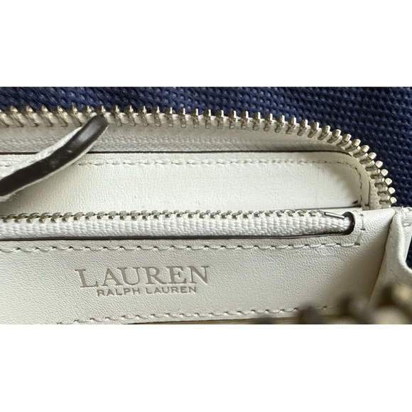 LRL Lauren Ralph Lauren embroidered leather zip wallet White Green Multicolor - Picture 10 of 16